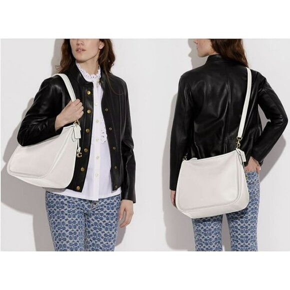 Coach $395 Off White Pebbled Leather Cary Shoulder Bag Convertible Crossbody NEW - Picture 1 of 10